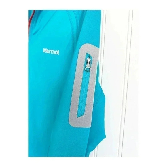 Marmot Size L Teal Aqua Stretch Half Zip Active Top - Picture 3 of 5